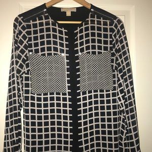 MICHAEL Michael Kors Black & White Zipper Blouse